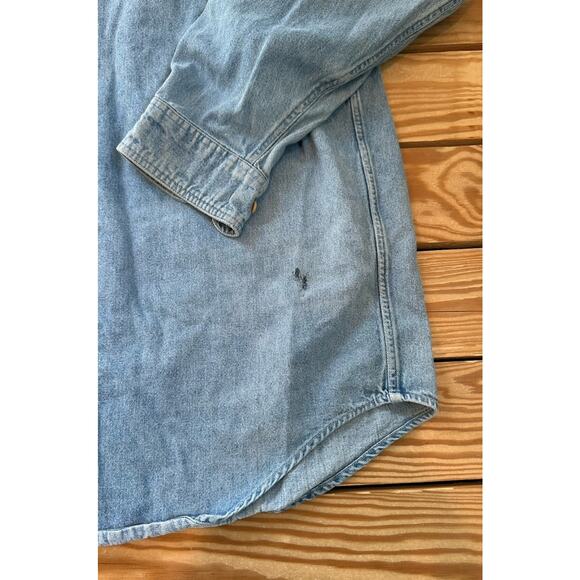 Vintage M&M’s Button Up Denim Shirt Size XL Blue Embroidered Laughing It Up - Picture 10 of 10